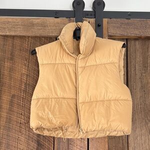 Crop Tan Puffer Vest